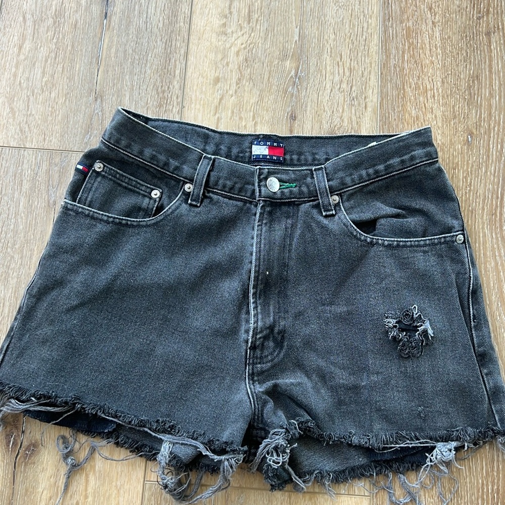 Tommy Hilfiger Black Frayed Denim Cutoff Shorts